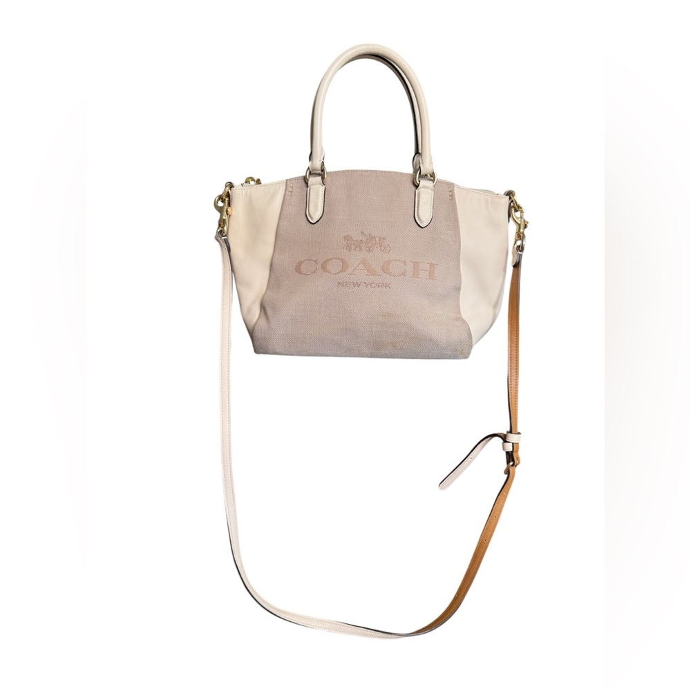Coach Tan and Cream Satchel Timeless Leather Design